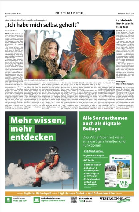 Bericht im Westfalen-Blatt über die Autorin Hanh Ta und ihr Buch Soulvisions Zwischen Schmerz und Licht